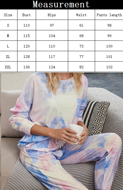 Kadın Rahat Tie-Dye Uzun Kol Pijama Takımı