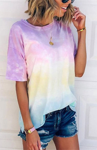 Kadın Tie Dye Desenli Rahat Tişört