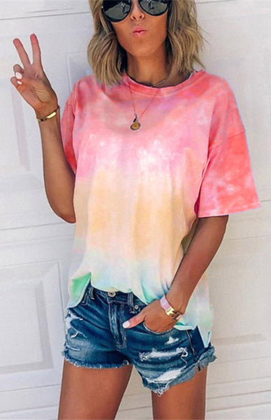 Kadın Tie Dye Desenli Rahat Tişört
