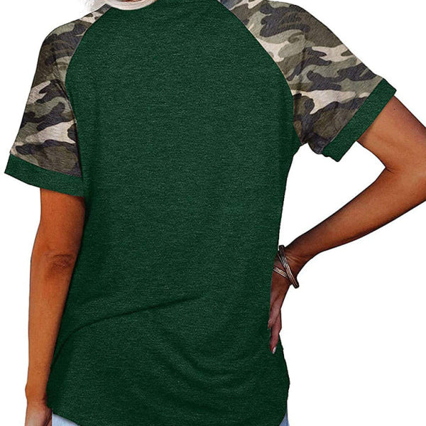 Kadınlar için Kamuflaj Desenli Kısa Kol T-Shirt