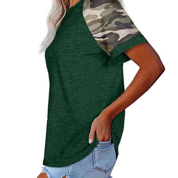 Kadınlar için Kamuflaj Desenli Kısa Kol T-Shirt
