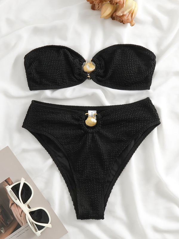 Yeni Sezon Kadın Dalga Desenli Şık Yarım Mayo Bikini