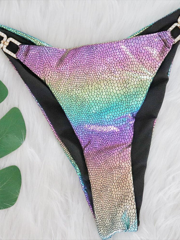 Şık Renkli Yılan Desenli Sıcak Damgalama Bikini Seti