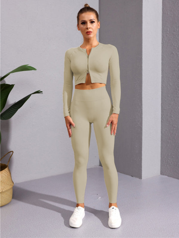 Yeni Renkli Uzun Kollu Yoga Ceketi - Fermuarlı