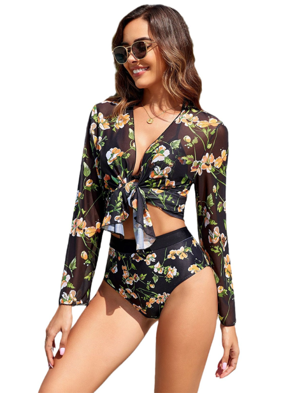 Yeni Botanik Desenli Üç Parça Bikini Seti - Şık ve Rahat