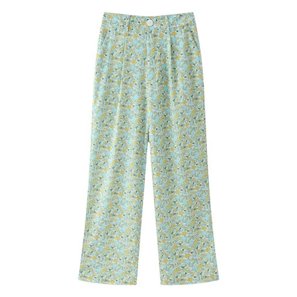 Yeni Sezon Kadın Kurdele Baskılı Bluz ve Pantolon